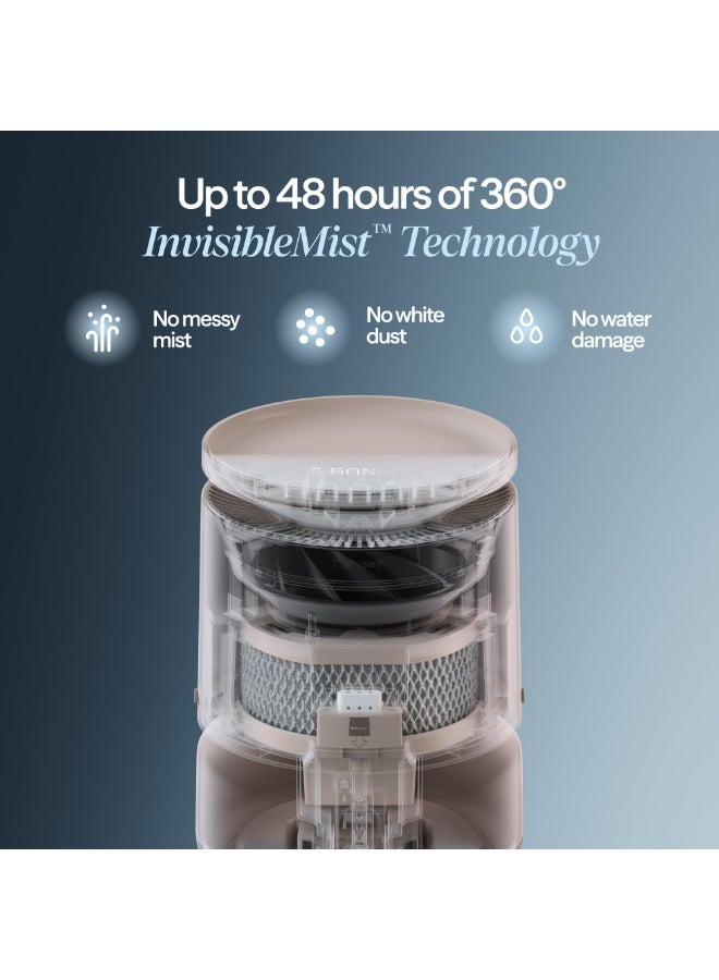 Blueair Room Humidifier - DreamWell - 48Hr Top-Fill Mist-Free InvisibleMist Technology Aroma Stone for Essential Oils and Soothing Mood Lighting - Quiet Operation for Bedroom and Home Use - Beige - Image 2